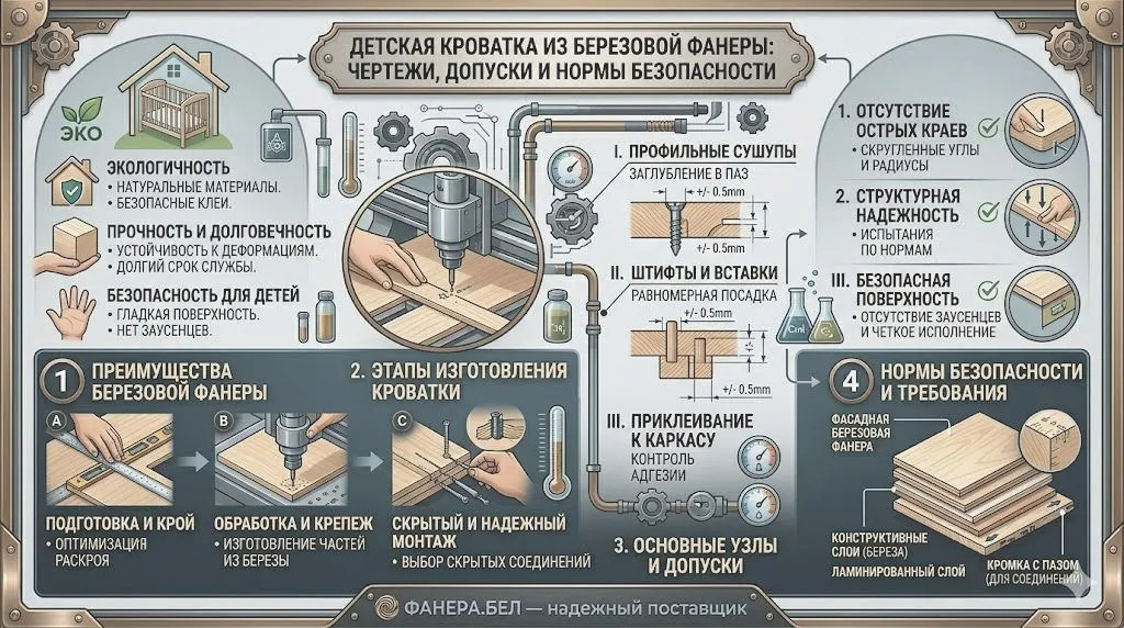 Детская кроватка из березовой фанеры: чертежи, допуски и нормы безопасности